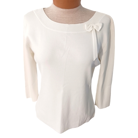 Vintage Joseph A Off White Bow Detail Size Large Old Money Spring Summer - Picture 1 of 11